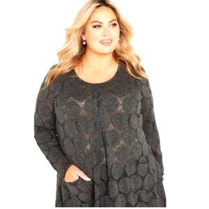 New Avenue Pullover Longsleeves  Tunic, Size:16, Black & Gray